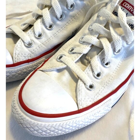 Converse SIZE 7 Women’s Low Top White Canvas Sneakers Lace Up - Picture 3 of 10